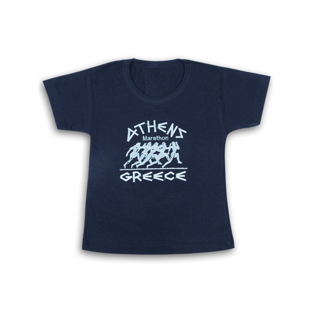 MARINE BLUE T-SHIRT WITH EMBROIDERY DESIGNS / 110102Π