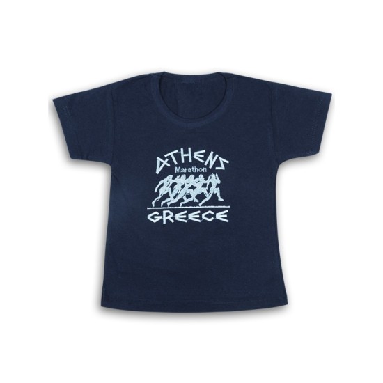 MARINE BLUE T-SHIRT WITH EMBROIDERY DESIGNS / 110102Π T-SHIRTS