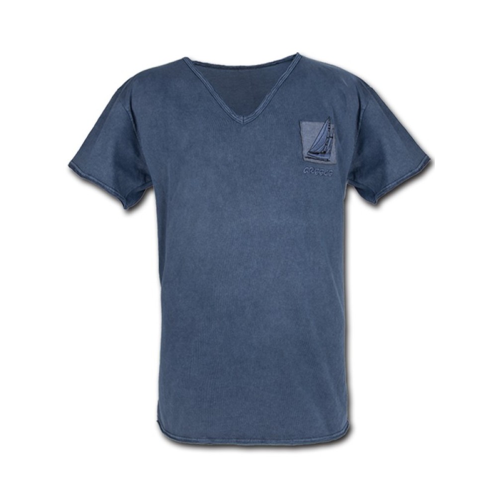 TSHIRT ΑΝΔΡΙΚΟ ΠΕΤΡΟΠΛΥΜΕΝΟ ΜΕ V ΛΑΙΜΟ / 131004