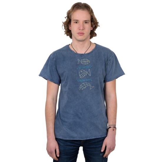 T-SHIRT ΠΕΤΡΟΠΛΥΜΕΝΟ ΑΝΔΡΙΚΟ ΜΕ ΣΤΑΜΠΑ / 130102 ΠΕΤΡΟΠΛΥΜΕΝΑ
